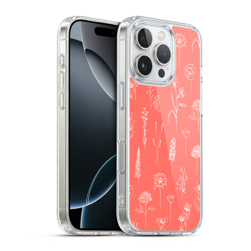 Anis Illustration Flower Pattern 2 Coral Soft Gel Case for Apple iPhone 16 Pro & MagSafe