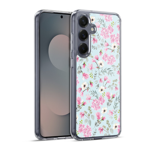 Anis Illustration Flower Pattern 2 Pink Soft Gel Case for Samsung Galaxy S25+ & MagSafe