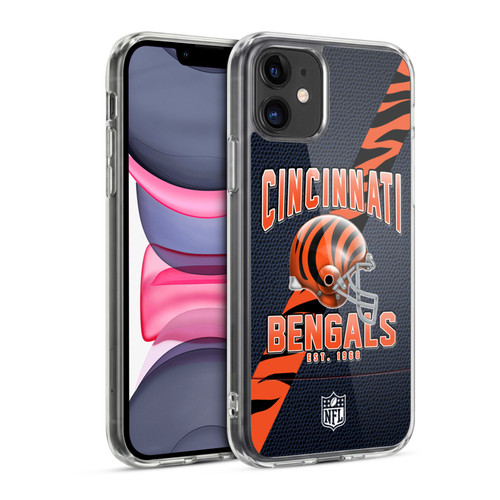 NFL Cincinnati Bengals Logo Art Football Stripes Soft Gel Case for Apple iPhone 11