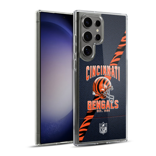 NFL Cincinnati Bengals Logo Art Football Stripes Soft Gel Case for Samsung Galaxy S23 Ultra 5G & MagSafe
