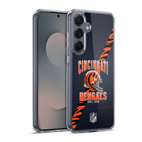 NFL Cincinnati Bengals Logo Art Football Stripes Soft Gel Case for Samsung Galaxy S25+ & MagSafe