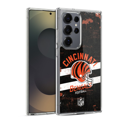 NFL Cincinnati Bengals Logo Art Helmet Distressed Soft Gel Case for Samsung Galaxy S25 Ultra & MagSafe