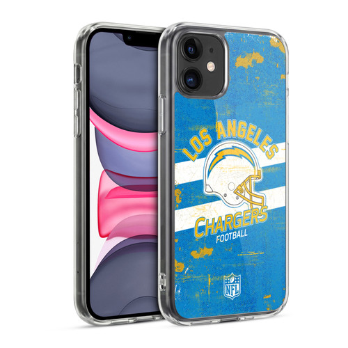 NFL Los Angeles Chargers Logo Art Helmet Distressed Soft Gel Case for Apple iPhone 11