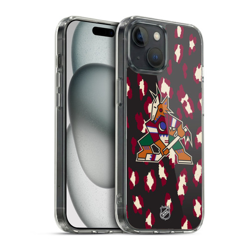 NHL Arizona Coyotes Leopard Pattern Soft Gel Case for Apple iPhone 15 & MagSafe