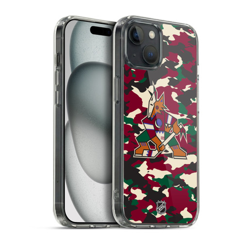 NHL Arizona Coyotes Camouflage Soft Gel Case for Apple iPhone 15 Plus & MagSafe