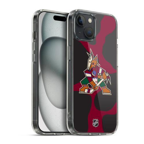 NHL Arizona Coyotes Cow Pattern Soft Gel Case for Apple iPhone 15 Plus & MagSafe