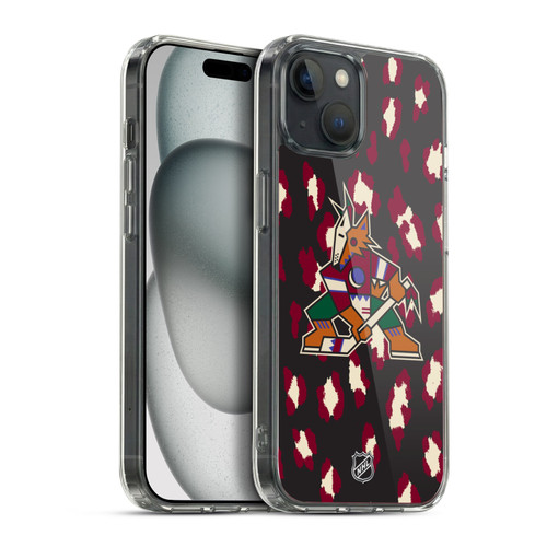 NHL Arizona Coyotes Leopard Pattern Soft Gel Case for Apple iPhone 15 Plus & MagSafe