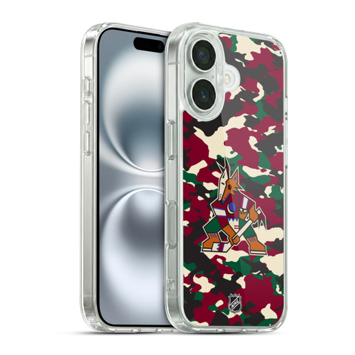NHL Arizona Coyotes Camouflage Soft Gel Case for Apple iPhone 16 & MagSafe