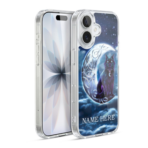 Custom Customised Personalised Brigid Ashwood Name and Initial Black Cat Soft Gel Case for Apple iPhone 17