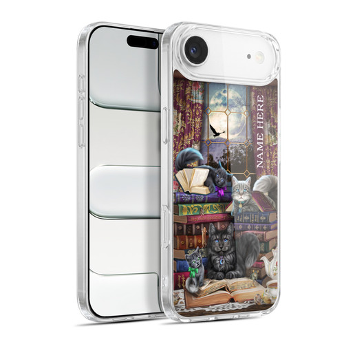 Custom Customised Personalised Brigid Ashwood Name and Initial Storytime Cats And Books Soft Gel Case for Apple iPhone 17 Air