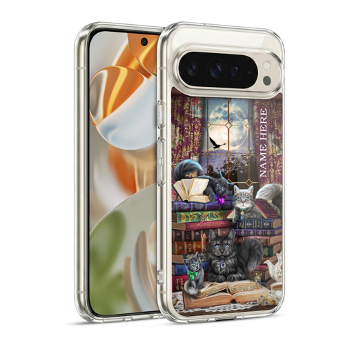 Custom Customised Personalised Brigid Ashwood Name and Initial Storytime Cats And Books Soft Gel Case for Google Pixel 9 / Pixel 9 Pro