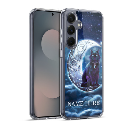 Custom Customised Personalised Brigid Ashwood Name and Initial Black Cat Soft Gel Case for Samsung Galaxy S25+ & MagSafe