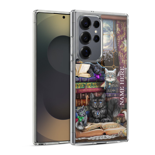 Custom Customised Personalised Brigid Ashwood Name and Initial Storytime Cats And Books Soft Gel Case for Samsung Galaxy S25 Ultra & MagSafe