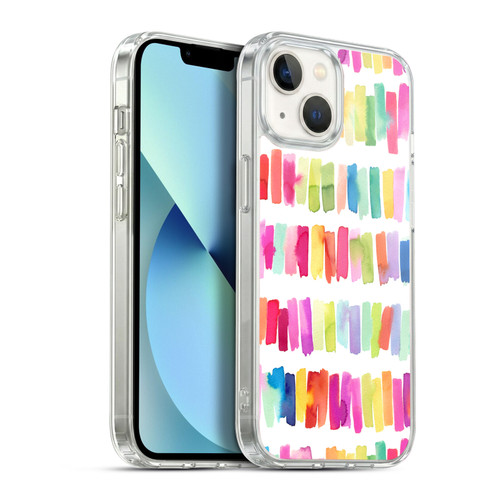 Ninola Colorful Geometric Rainbow Brushstrokes Soft Gel Case for Apple iPhone 13