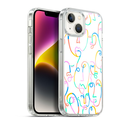 Ninola Colorful Faces White Soft Gel Case for Apple iPhone 14