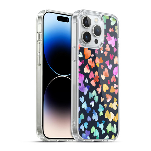 Ninola Colorful Valentines Hearts Black Soft Gel Case for Apple iPhone 14 Pro Max & MagSafe