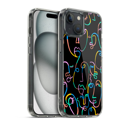 Ninola Colorful Faces Black Soft Gel Case for Apple iPhone 15 & MagSafe