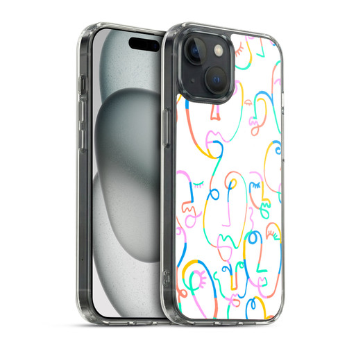 Ninola Colorful Faces White Soft Gel Case for Apple iPhone 15 & MagSafe