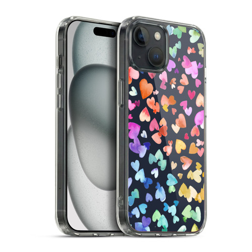Ninola Colorful Valentines Hearts Black Soft Gel Case for Apple iPhone 15 Plus & MagSafe