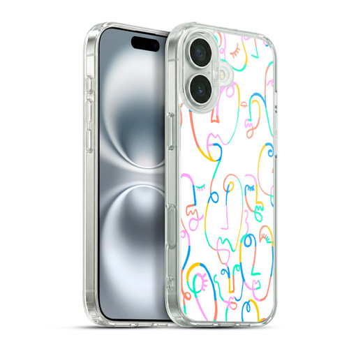 Ninola Colorful Faces White Soft Gel Case for Apple iPhone 16 Plus & MagSafe