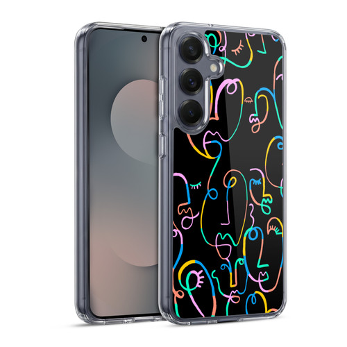 Ninola Colorful Faces Black Soft Gel Case for Samsung Galaxy S25 & MagSafe