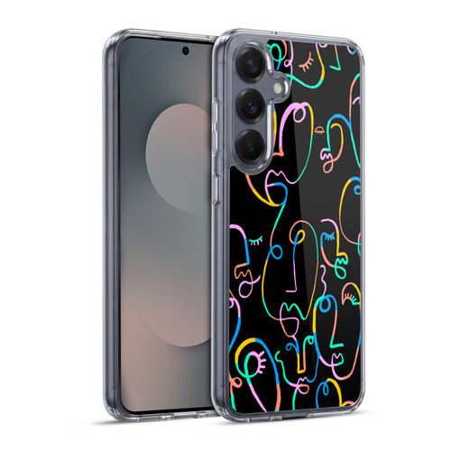 Ninola Colorful Faces Black Soft Gel Case for Samsung Galaxy S25+ & MagSafe