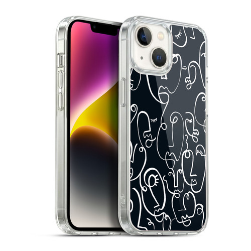Ninola Freeform Patterns Faces Lineart Soft Gel Case for Apple iPhone 14