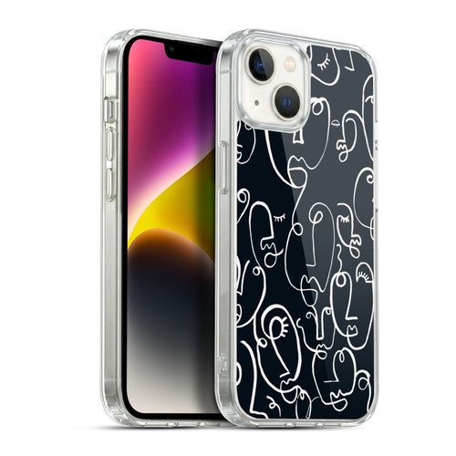 Ninola Freeform Patterns Faces Lineart Soft Gel Case for Apple iPhone 14 Plus & MagSafe