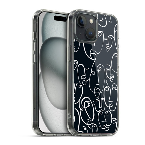 Ninola Freeform Patterns Faces Lineart Soft Gel Case for Apple iPhone 15 & MagSafe