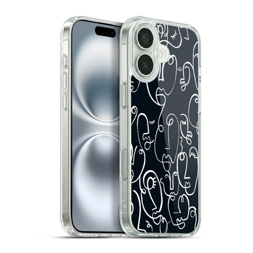 Ninola Freeform Patterns Faces Lineart Soft Gel Case for Apple iPhone 16 Plus & MagSafe