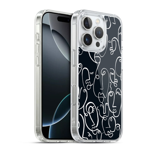 Ninola Freeform Patterns Faces Lineart Soft Gel Case for Apple iPhone 16 Pro & MagSafe