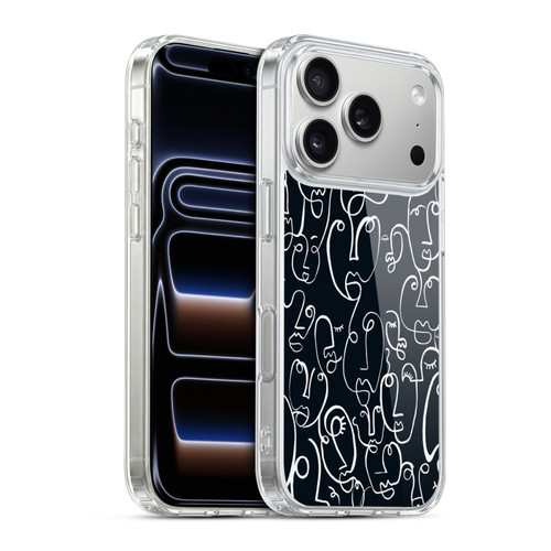 Ninola Freeform Patterns Faces Lineart Soft Gel Case for Apple iPhone 17 Pro