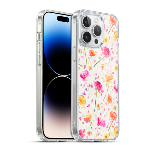 Ninola Pastel Beautiful Floral Buttercups Roses Coral Soft Gel Case for Apple iPhone 14 Pro Max & MagSafe
