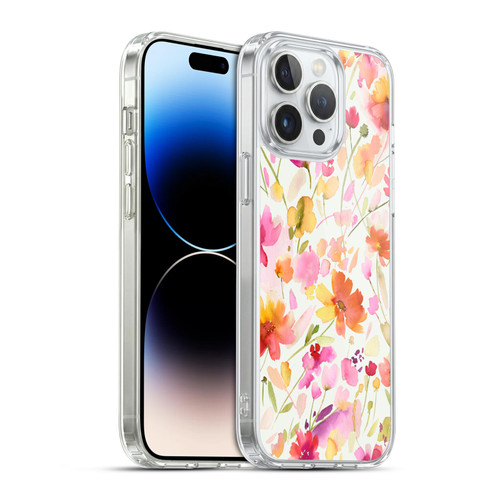 Ninola Pastel Beautiful Floral Cosmos Wildflowers Yellow Soft Gel Case for Apple iPhone 14 Pro Max & MagSafe