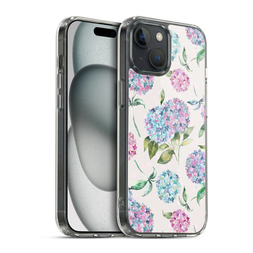 Ninola Pastel Beautiful Floral Magic Hydrangea Soft Gel Case for Apple iPhone 15 & MagSafe