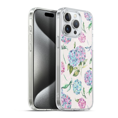 Ninola Pastel Beautiful Floral Magic Hydrangea Soft Gel Case for Apple iPhone 15 Pro Max & MagSafe