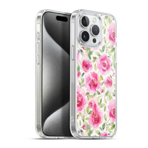 Ninola Pastel Beautiful Floral Watercolor Roses Fresh Soft Gel Case for Apple iPhone 15 Pro Max & MagSafe