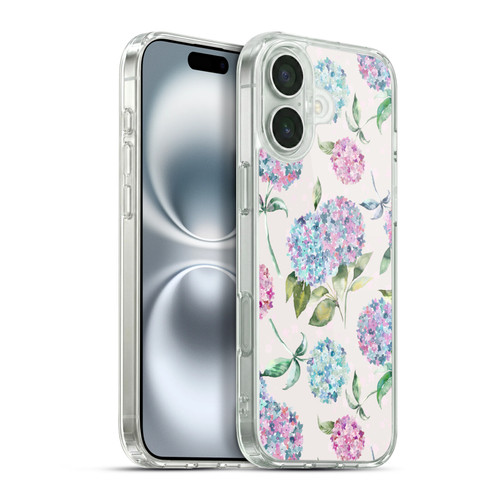 Ninola Pastel Beautiful Floral Magic Hydrangea Soft Gel Case for Apple iPhone 16 Plus & MagSafe