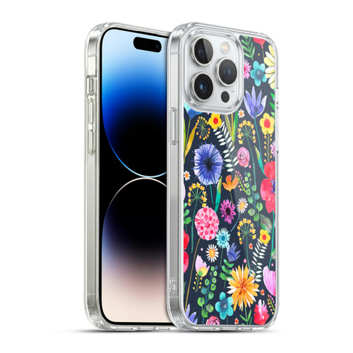 Ninola Spring Floral Flowers Spring Garden Navy Soft Gel Case for Apple iPhone 14 Pro Max & MagSafe