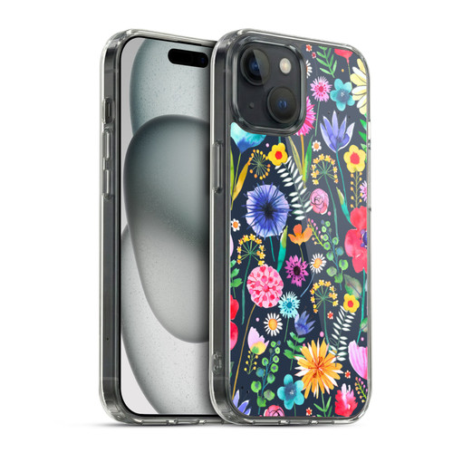Ninola Spring Floral Flowers Spring Garden Navy Soft Gel Case for Apple iPhone 15 & MagSafe