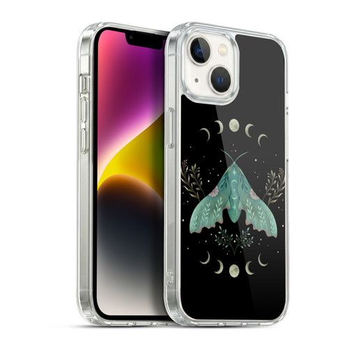 Episodic Drawing Illustration Animals Moon & Moth Soft Gel Case for Apple iPhone 14