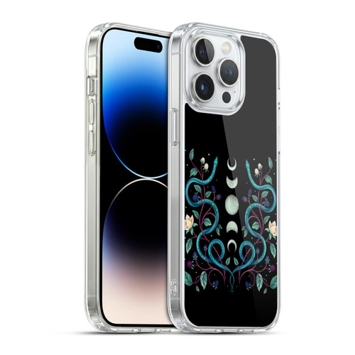Episodic Drawing Illustration Animals Serpent Moon Soft Gel Case for Apple iPhone 14 Pro Max & MagSafe