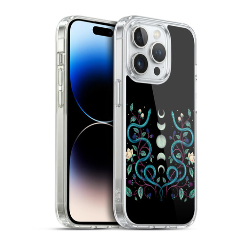 Episodic Drawing Illustration Animals Serpent Moon Soft Gel Case for Apple iPhone 14 Pro & MagSafe