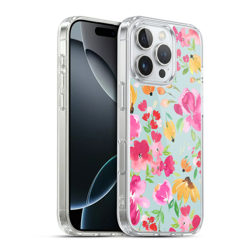 Ninola Spring Floral Flowers Blue Soft Gel Case for Apple iPhone 16 Pro & MagSafe