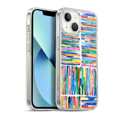 Ninola Watercolor Patterns Handpainted Stripes Soft Gel Case for Apple iPhone 13