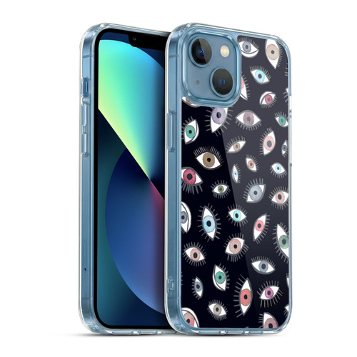 Ninola Watercolor Patterns Eyes Black Soft Gel Case for Apple iPhone 13 Mini & MagSafe