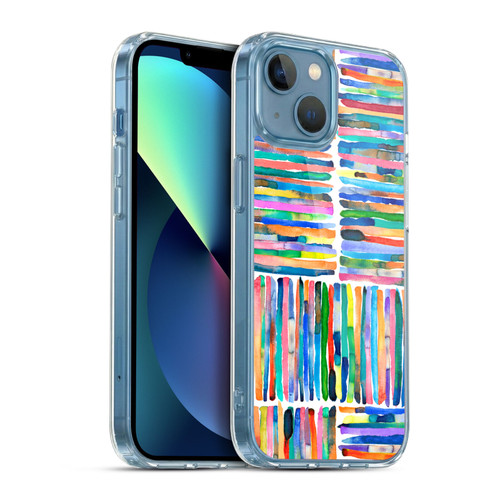 Ninola Watercolor Patterns Handpainted Stripes Soft Gel Case for Apple iPhone 13 Mini & MagSafe