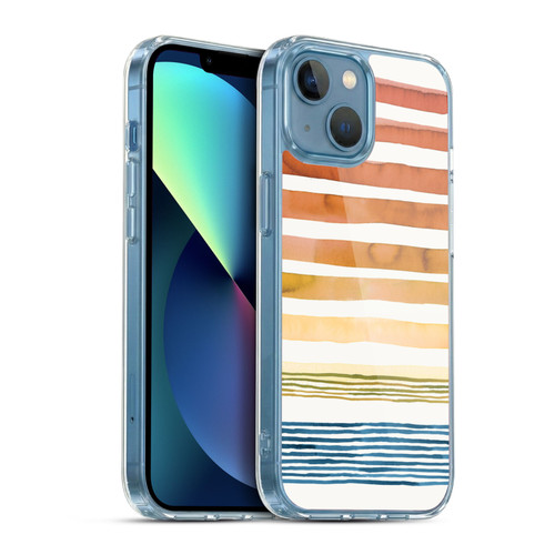 Ninola Watercolor Patterns Stripes Sunset Summer Soft Gel Case for Apple iPhone 13 Mini & MagSafe