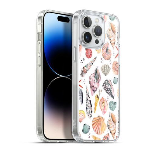 Ninola Watercolor Patterns Sea Shells Spicy Orange Soft Gel Case for Apple iPhone 13 Pro Max & MagSafe
