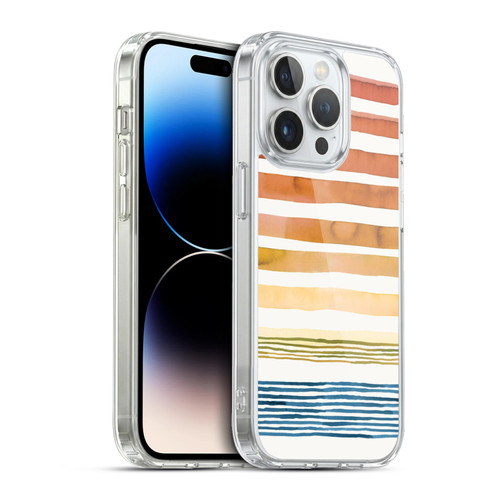 Ninola Watercolor Patterns Stripes Sunset Summer Soft Gel Case for Apple iPhone 13 Pro & MagSafe